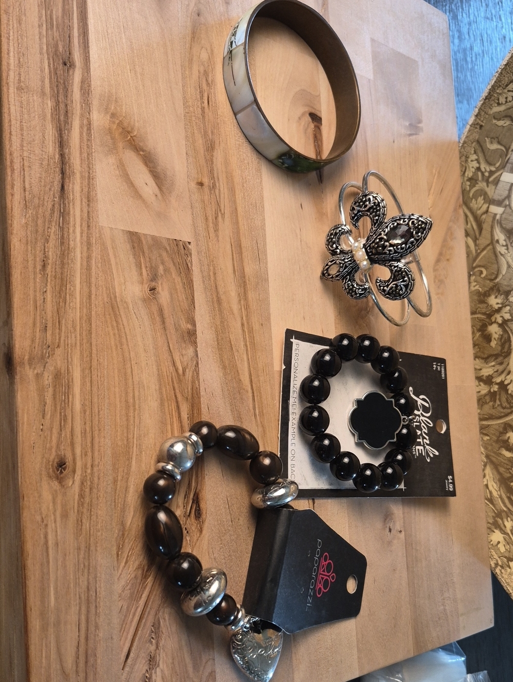Provence Pearl Black Beaded Bracelet -Fleur De Le Bracelet
